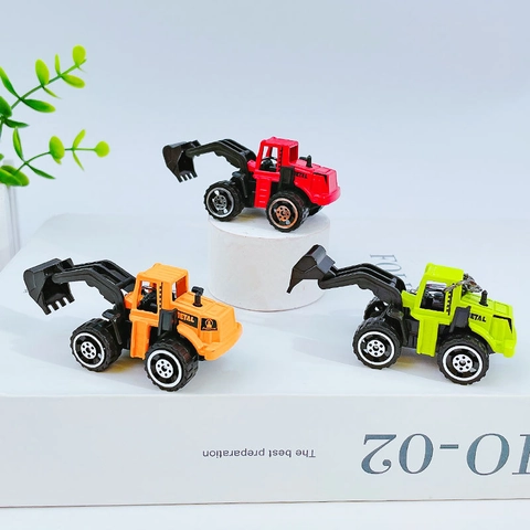 Bouwvoertuig Sleutelhanger Mini Legering Graafmachine Bulldozer Lader Speelgoed Rugzak Hanger Ornament Cadeau Kinderen
