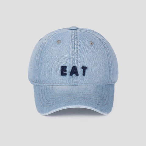 Berretto Da Baseball In Denim Lavato Con Ricamo EAT Retrò Regolabile Visiera Curva Cappello Da Sole Unisex Casual