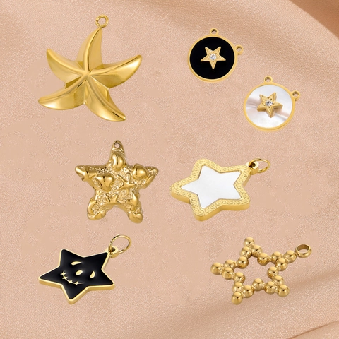 Roestvrijstalen Ster Zeester Hangers Retro Emaille Schelp Charms Voor DIY Sieraden Maken Ketting Accessoires