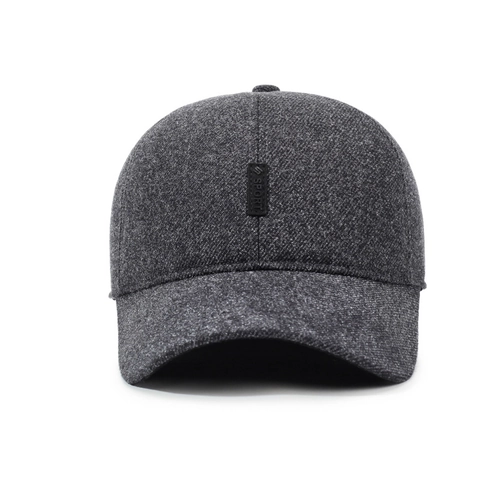 Winter Baseball Cap For Men With Warm Ear Flaps Wool Blend Windproof Thermal Outdoor Hat Vintage Casual Solid Color