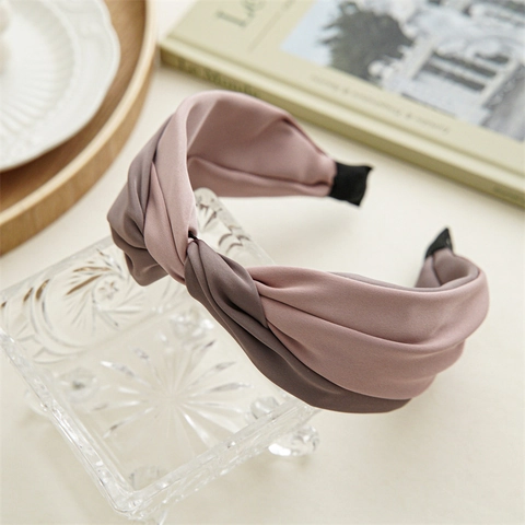 Satin Fabric Cross Knot Headband Fashion Color Block Twist Hair Hoop For Women Girls Elegant Daily Accessory