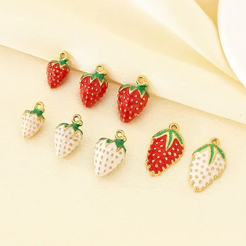 Dijes De Fresa Fruta Colgantes De Acero Inoxidable 304 Esmalte Para Hacer Joyas DIY Collares Pulseras Lindo 3D Cartoon