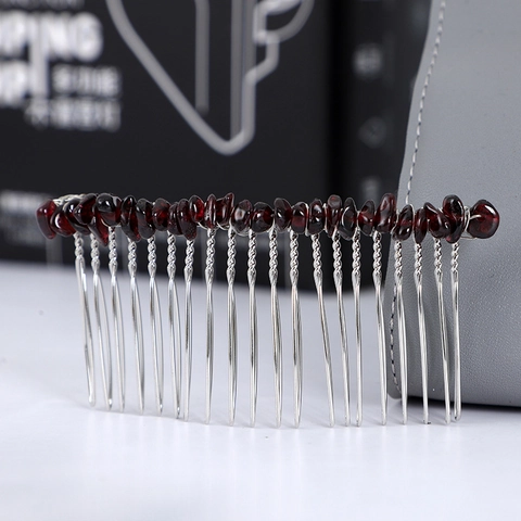 Natural Crystal Gravel Hair Comb Handmade Amethyst Quartz Metal Hair Slide Bohemian Wedding Jewelry For Women