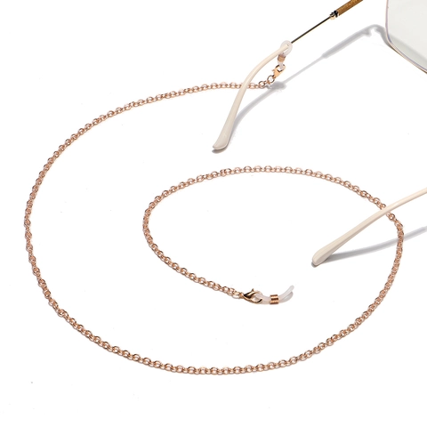 Metal Glasses Chain Round Link Anti-Slip Sunglasses Strap With Silicone Ends Adjustable Eyewear Holder Elegant Gold