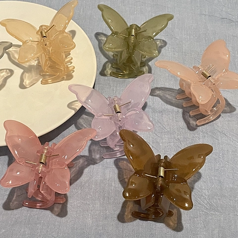 Pinzas Para El Cabello De Mariposa Resina Translúcida Jelly Estilo Coreano Elegante Dulce Accesorio De Pelo Para Mujer