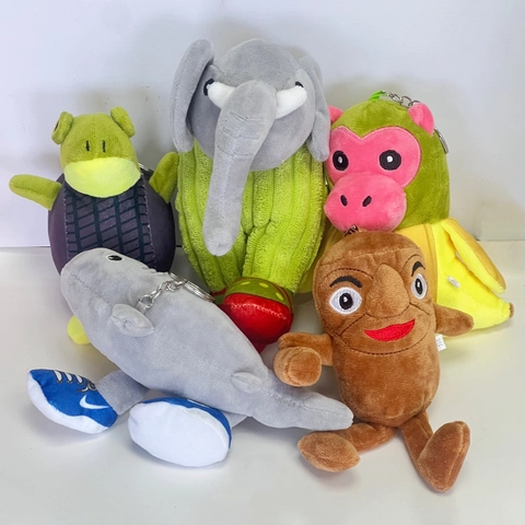 Creative Plush Animal Doll Keychain Pendant Shark Frog Monkey Elephant Cute Funny Bag Accessory Hanging Charm