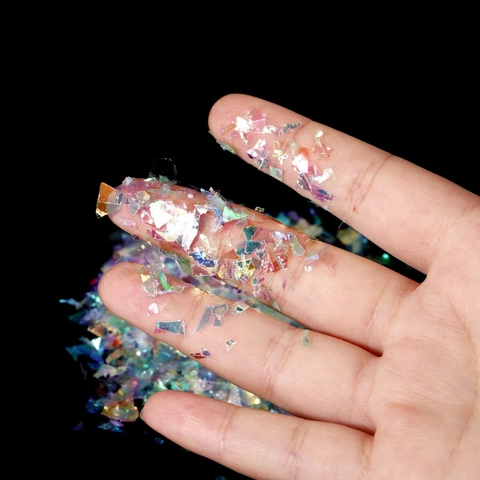 Irisierende Nagelkunst Süßigkeiten Papier Fragmente Bunte Laser Pailletten Flakes Für DIY Maniküre Dekoration Aurora Glitzer Zubehör