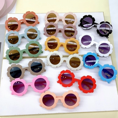 Blumenform Kinder Sonnenbrille Matte PC Rahmen UV400 Schutz Süße Runde Brillen Für Kleinkinder Jungen Mädchen Outdoor Mode