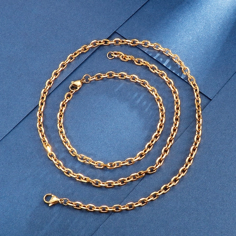 Minimalist O-Chain Necklace Bracelet 316L Stainless Steel Polished Link Jewelry For Men Women DIY Accessory Punk Style
