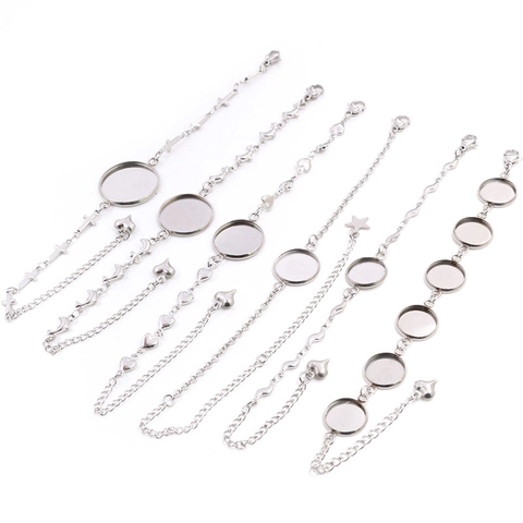Base De Bracelet En Acier Inoxydable Paramètres De Plateau De Lunette Cabochon Rond Pour La Fabrication De Bijoux Bricolage