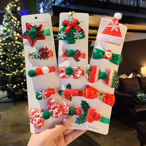 Fermagli E Elastici Per Capelli Natalizi Babbo Natale Renna Pupazzo Di Neve Albero Filato Tessuto Fiocchi Ragazze Neonata