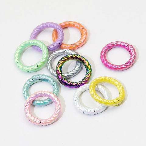 Colorful Alloy Twisted Round Spring O-Rings Open Jump Gate Connectors For DIY Jewelry Making Keychain Bag Accessories