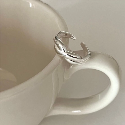 925 Sterling Silver Open Adjustable Rings For Women Minimalist Twisted Cross Line Geometric Jewelry Elegant