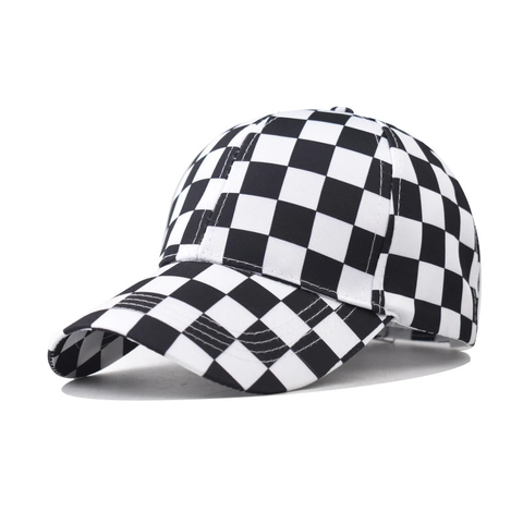 Checkerboard Baseball Cap Cotton Polyester Adjustable Breathable Streetwear Retro Sun Protection Hat For Men Women