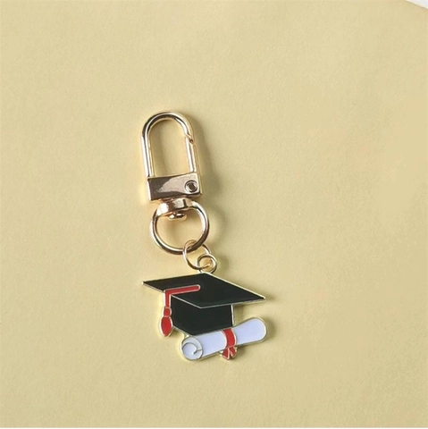 Graduation Cap Keychain Alloy Enamel Metal Mortarboard Diploma Scroll Book Pendant Souvenir Gift For Students
