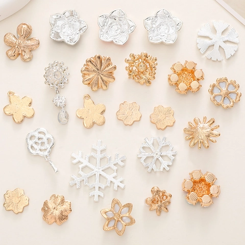 Charms Fleur Flocon De Neige Alliage Émail Strass Künstliche Perle Synthétique Accessoire DIY Pour Création De Bijoux Coque De Téléphone Décoration De Chaussures