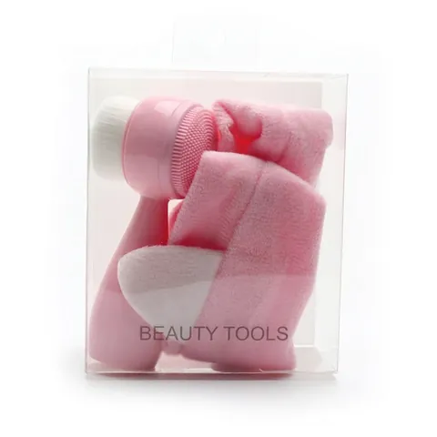Manual Facial Cleansing Brush Cat Ear Headband Wristbands Double Sided Silicone Soft Bristles Paw Design Beauty Tool