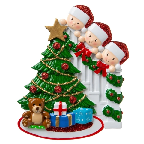 DIY Weihnachten Familie Anhänger Harz Personalisierter Name Weihnachtsbaum Anhänger Nikolausmütze Glitzer Deko Geschenk
