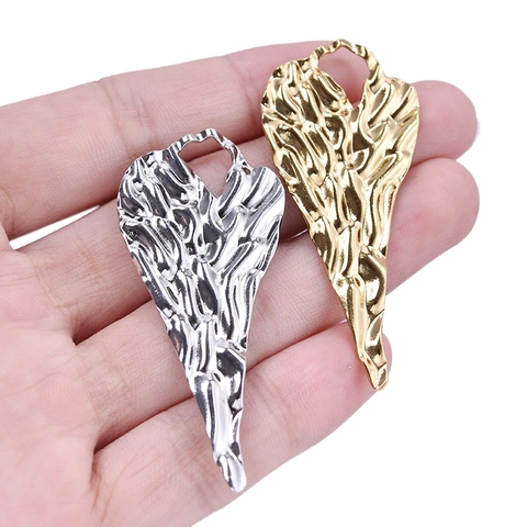 Ciondolo Cuore Irregolare Acciaio Inossidabile 304 Trama Fusa DIY Gioielli Charms Punk Esagerato Tono Oro Argento