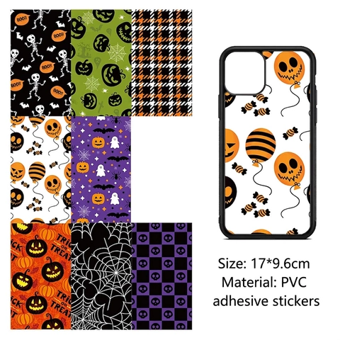 Halloween Kürbis Geist Dekorative Hintergrundpapier Aufkleber Bedruckt PVC Wasserdicht Für Scrapbooking Handyhülle DIY