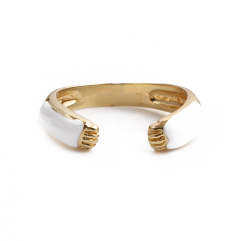 Cute Panda Head And Claw Rings Copper Gold Plated Enamel Open Adjustable Finger Jewelry For Women