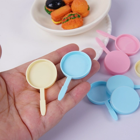 Miniature Frying Pan Model Plastic Tiny Simulation Dollhouse Kitchen Accessories Pretend Play Macaron Colors Cute Realistic