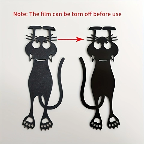 Kreative Schwarze Katze Silhouette Lesezeichen Acryl Lustige Cartoon Hängen Buchmarker Für Leseliebhaber Studenten