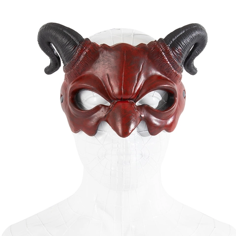 Dämonen Halbgesichtsmaske RP Schaumstoff Gehörntes Tier Halloween Karneval Party Cosplay Requisite Gruseliges Teufelskostüm