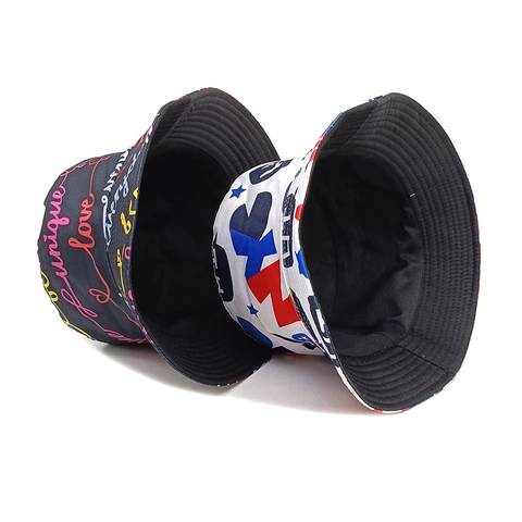 Chapeau Bob À Imprimé Lettres Graffiti Polyester Protection Solaire Extérieur Rétro Mode Pour Femmes