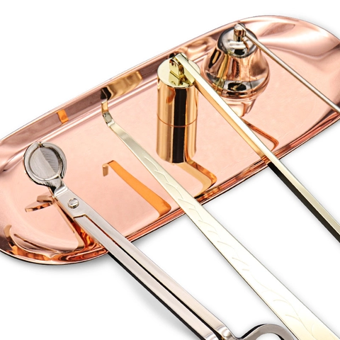 Stainless Steel Candle Care Tools With Wick Trimmer Snuffer Dipper Storage Tray Pulse Lighter For Aromatherapy Modern Home