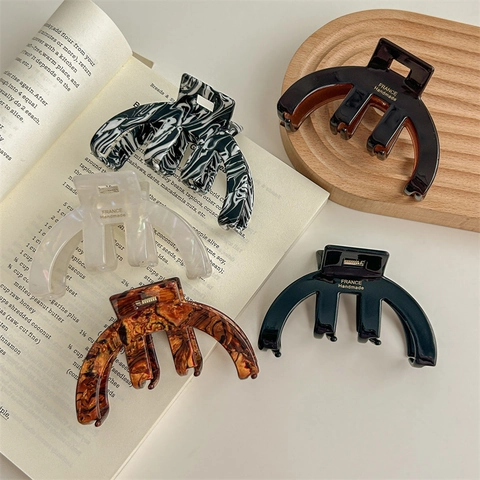 Molletta Per Capelli In Acetato Arco A Semicerchio Tartaruga Motivi In Marmo Vintage Elegante Accessorio Per Acconciature