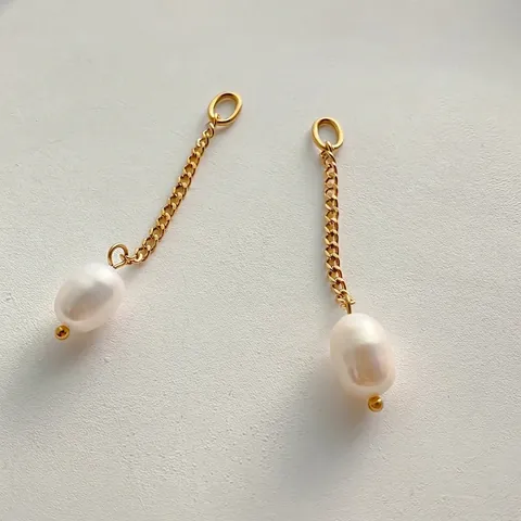 Ciondoli Fai Da Te in Acciaio Inossidabile con Perla d'Acqua Dolce Catena Placcata Oro 14K per Creazione Gioielli