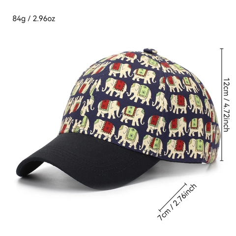 Casquette De Baseball En Polyester À Imprimé Éléphant Style Ethnique Pour Hommes Femmes Boucle Métallique Réglable Protection Solaire Visière Courbée