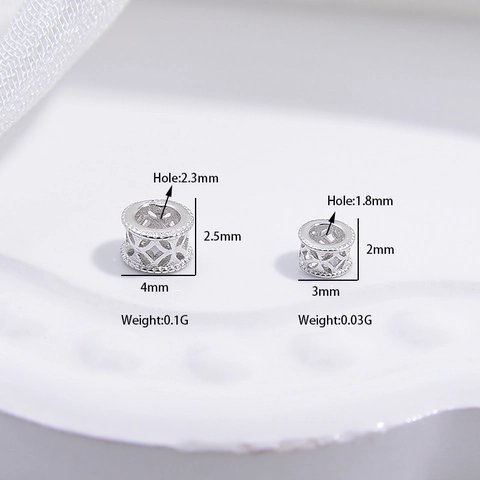 925 Sterling Silber Hohl Abstandsperlen Zirkonia Retro Münze Großes Loch Rundes Rad Für DIY Schmuckherstellung