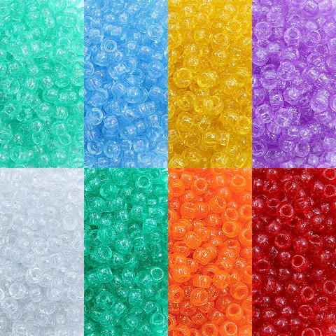 Acrylic Pony Beads Transparent Barrel Beads Large Hole DIY Loose Beads For Jewelry Making Bracelet Weaving Crafts Kids Early Education Materials