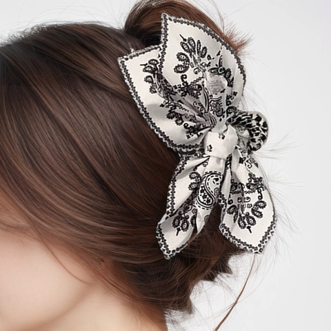 Vintage Paisley Print Schleife Haarklammer Große Stoff Haargreifer Böhmische Elegante Haaraccessoires Für Frauen
