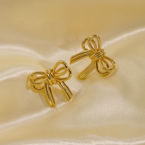 Strik Oorknopjes Elegant Koper Goud Zilver Verguld Zoet Mode Sieraden Voor Dames