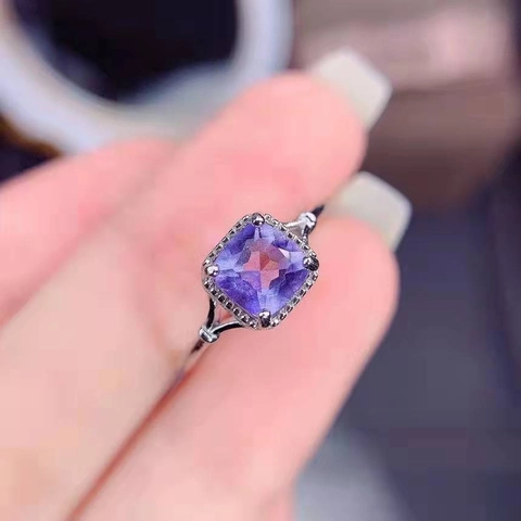 Anello Con Pietra Preziosa Quadrata Viola Lavanda Rame Regolabile Gioielli Eleganti Da Principessa Per Donna
