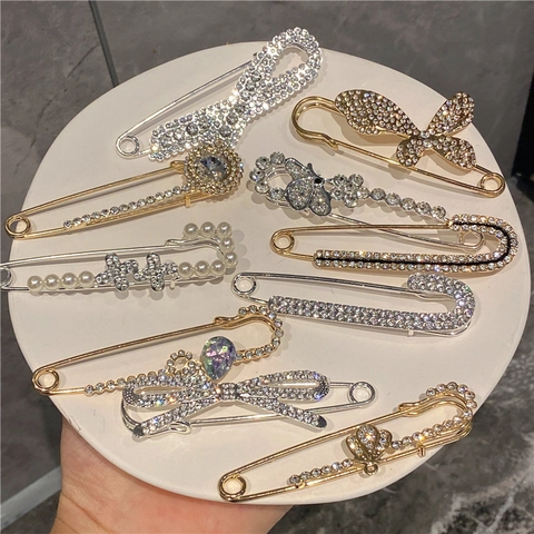 Legering Strass Kunstparel Broche Decoratieve Veiligheidsspeld Kleding Taille Cincher Voor Vrouwen Elegante Sieraden Accessoire