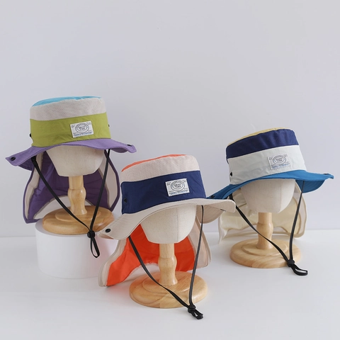 Cappello Sole Esterno Bambini Nylon Rete Traspirante Lembo Protezione Collo Upf 50 Impermeabile Regolabile Ragazzi