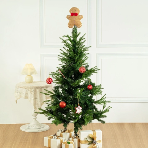 Weihnachtsbaumspitze Lebkuchenmann Plüschpuppe Leuchtend Wackelkopf Dekoration Für Feiertagsfeier Heimornament