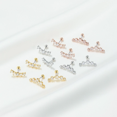 Stern Herz Zirkonia Ear Climber Ohrringe Mit Edelstahl Ohrstecker Schraubverschluss Koreanischer Stil Schmuck Für Damen