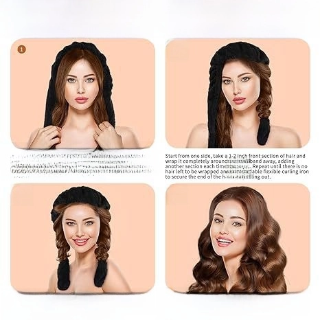 Heatless Hair Curler Headband Soft Plush Flannel Rabbit Ear Hair Styling Ribbon For Curls And Face Washing Beauty Accessory