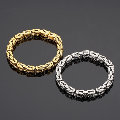 Pulsera De Cadena Bizantina Acero Inoxidable 316L Joyería De Moda Callejera Para Hombres