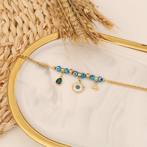 Evil Eye Elefant Armband Edelstahl Vergoldet Vintage Böhmischer Schmuck Für Frauen Glücksbringer