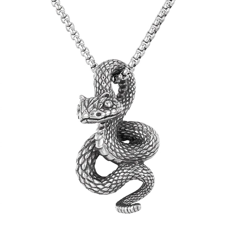 Collana Con Ciondolo A Serpente Acciaio Inossidabile Punk Retro Gothic Vintage Gioielli Animali Per Uomini