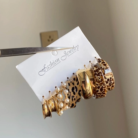 Orecchini A Cerchio Vintage Leopardati Con Künstliche Perle Sintetiche Resina Lega A Forma Di C Gioielli Da Donna Con Perno In Argento