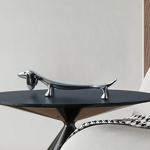 Dachshund Dog Shape Chopstick Rest Silver Zinc Alloy Spoon Holder Cute Animal Tableware Ornament Minimalist
