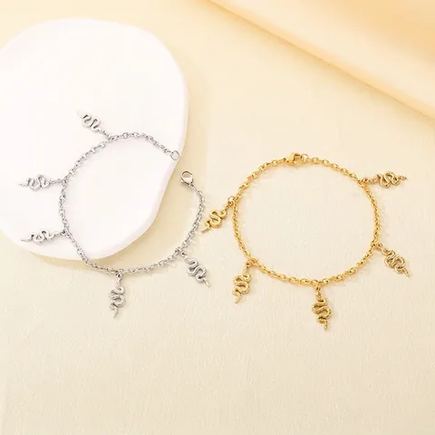 Bracciale Serpente Acciaio Inossidabile Ciondoli Animali Gioielli Moda Donna Ragazza Oro Argento
