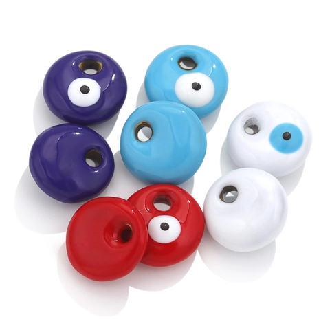 Evil Eye Anhänger Edelstahl Emaille Rund Charm Verbinder Für DIY Schmuckherstellung Ohrringe Halskette
